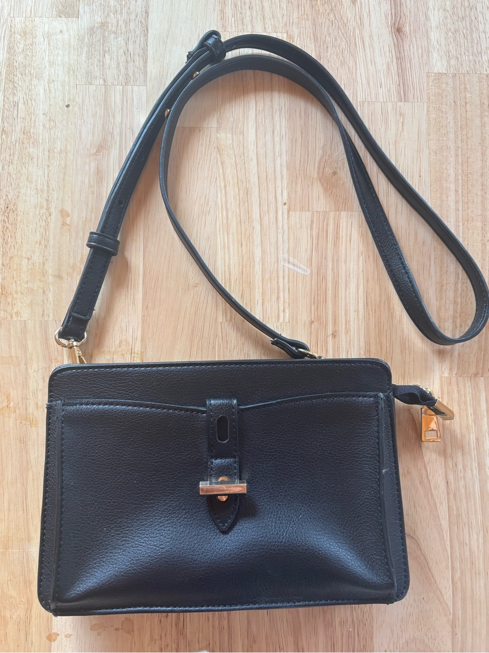 INC International Concepts Black Leather Shoulder Bag